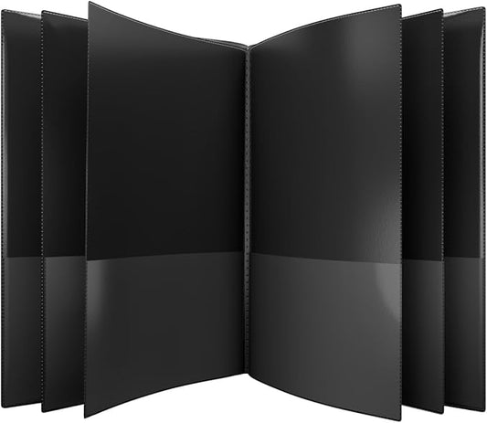 Nicky's® Multi Pocket Organizer, 10 or 14 Page Folder, Water Proof, Patented Tear-Resistant, Flexible Plastic, Proudly Made in USA, Binder Substitute. (10-in-1 Black)