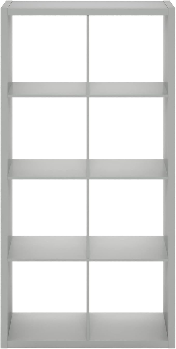 Furinno Cubicle Open Back Decorative Cube Storage Organizer, 8-Cube, Light Grey
