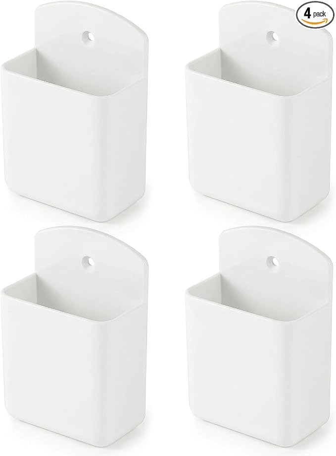 2 PCS Remote Control Holder Wall Mount, TV Remote Control Holder, Self Adhesive Pen Holder Organizers and Accessories for Home Office School (4, White-4Pcs)