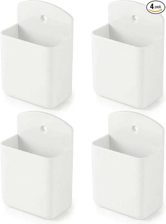 2 PCS Remote Control Holder Wall Mount, TV Remote Control Holder, Self Adhesive Pen Holder Organizers and Accessories for Home Office School (4, White-4Pcs)