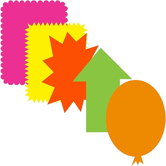 BAZIC Products Poster Board Neon Color Pre-Cut Shape, 13.5" X 10.75" Arrow Balloon Cloud Spark Shape, Arts School Supplies Crafts Project (5/Pack), 48-Packs