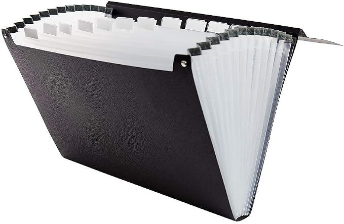 Staples Reinforced Expanding File, 13‑Pocket Accordion Organizer, Letter Size, Heavy‑Duty Poly Construction, Black