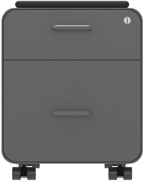 Monoprice Round Corner 2-Drawer File Cabinet - Gray, Lockable with Seat Cushion - Workstream Collection (137882), Grey