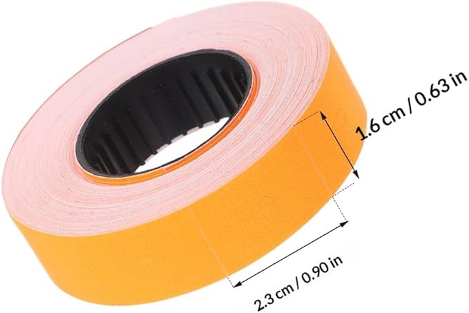 Luxshiny 6600 Double Line Price Paper Roll 10pcs Orange Price Marker Stickers for Pricemarker Labeler Parts and Supplies, 500 Labels Per Roll for Retail and Office Use