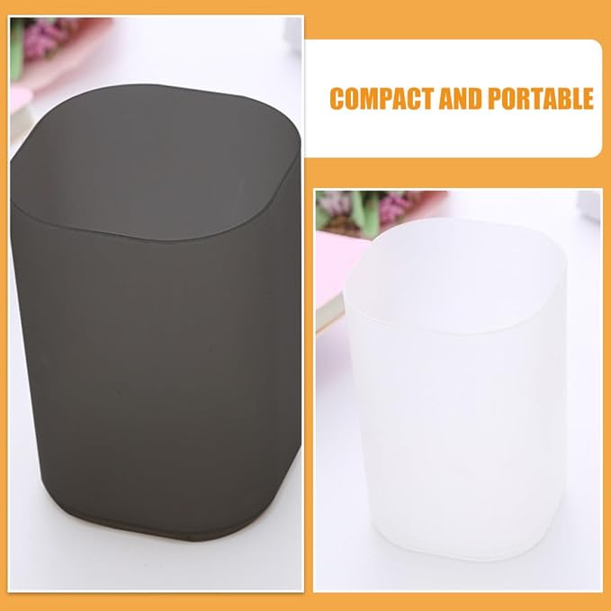 2pcs Frosted Pen Holder and Pencil Organizer Desk Bucket Set, Plastic Cylinder Stationery Container for Office Desktop Storage and Workspace Accessories