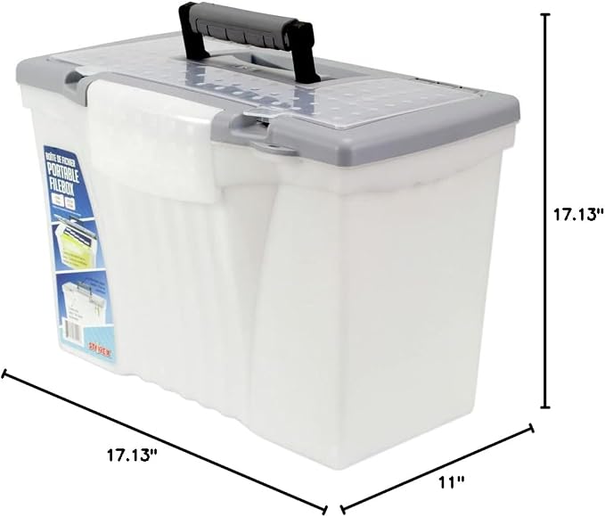 Storex Portable File Box with Organizer Lid Legal/Letter