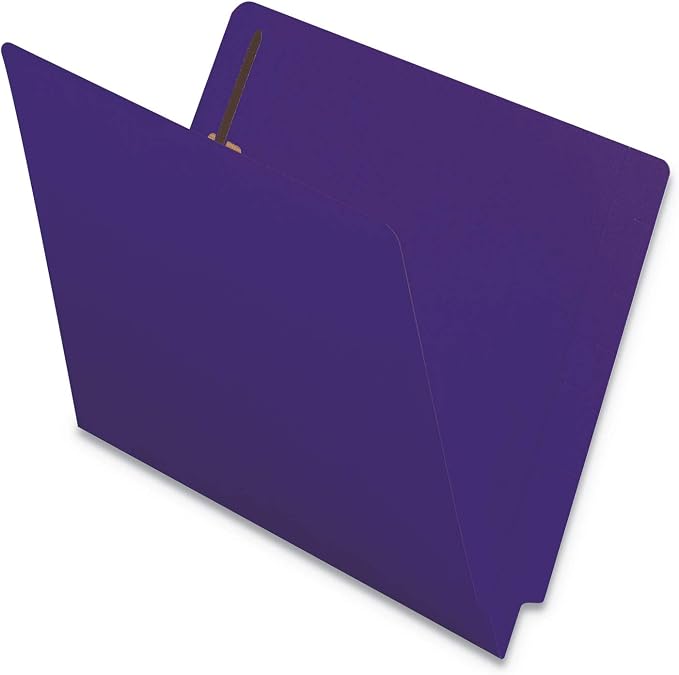 Smead End Tab Fastener File Folder, Shelf-Master® Reinforced Straight-Cut Tab, 2 Fasteners, Letter Size, Purple, 50 per Box (25440)