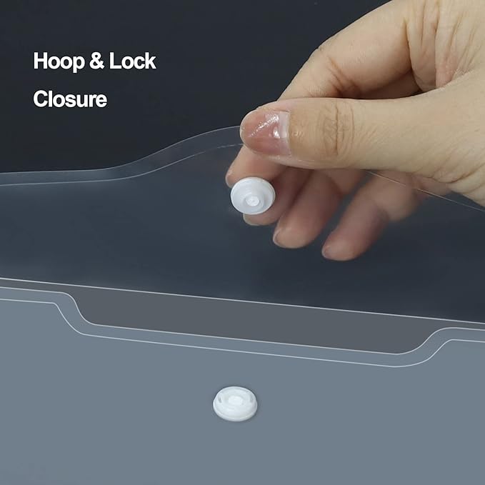 Plastic Envelopes 10 Pack Clear Document Folders，Plastic Envelopes with Snap Closure, Poly Folder File Folder for School Home Work Office Organization (4.13x7.87inch)