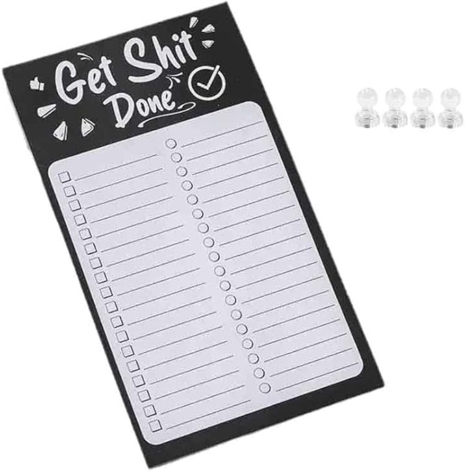 Magnetic Weekly Planner Notepad for Refrigerator, Tear-Off Sheets To Do List Notebook, 4-6 Clear Magnetic Push Pins Included, Organizer for Meals, Chores, Goals