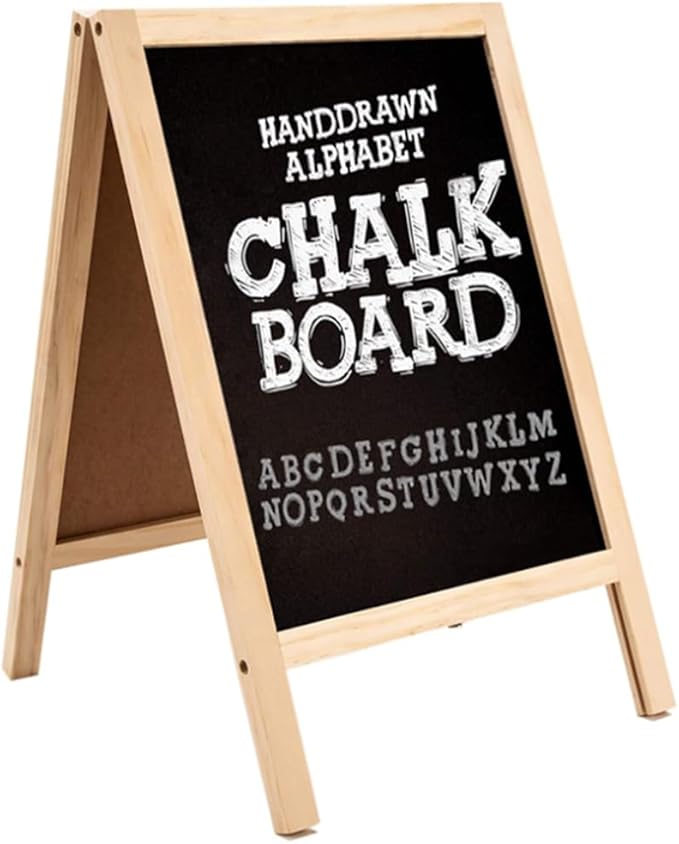 Small Wooden Tabletop Chalkboard Easel Signs with Stand, Folding A Frame Double-Sided Chalkboard Easel Sidewalk Board, Mini Food Signs Menu Board Message Display Board, Black(7.5" x 11.8")