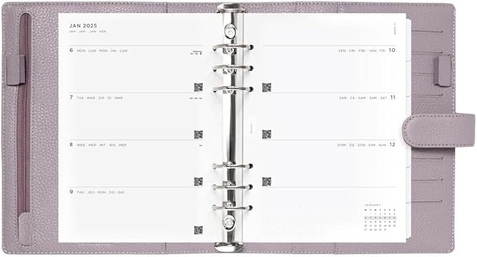 Filofax Norfolk Organizer, Pocket Size, Taupe - Soft, Full-Grain Leather, Six Rings, Week-to-View Calendar Diary, Multilingual, 2025 (C022641-25)