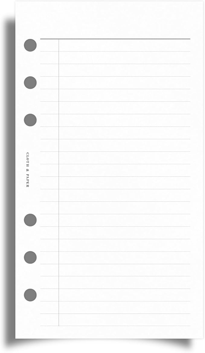 Cloth & Paper Task Planner Inserts – Personal Size 3.75 x 6.75 Inches | 6-Ring To-Do List 15 double sided Daily Planner Organizer | Minimalist Design | Premium Paper for Notes & Reminders