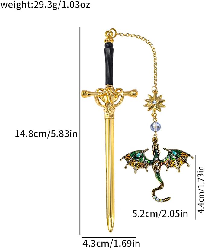 Fantasy Fourth Wing Dragon Sword Bookmarks - Fourth Wing Fans Page Markers Cool Bookmarks for Men Fantasy Dragon Gifts for Male Readers as Birthday Gifts (Dragon Bookmark Set 3)