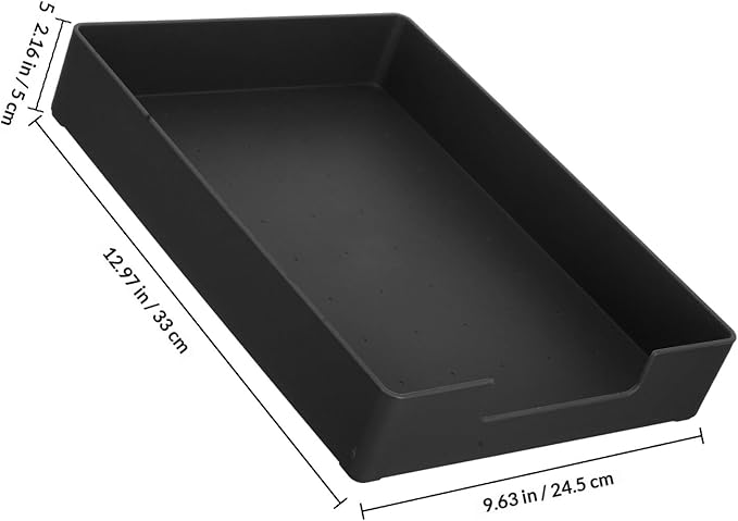 A4 Desktop File Storage Box with Dividers, Stackable Office Document Organizer, Black Sundries Storage Container for Home and Office Use