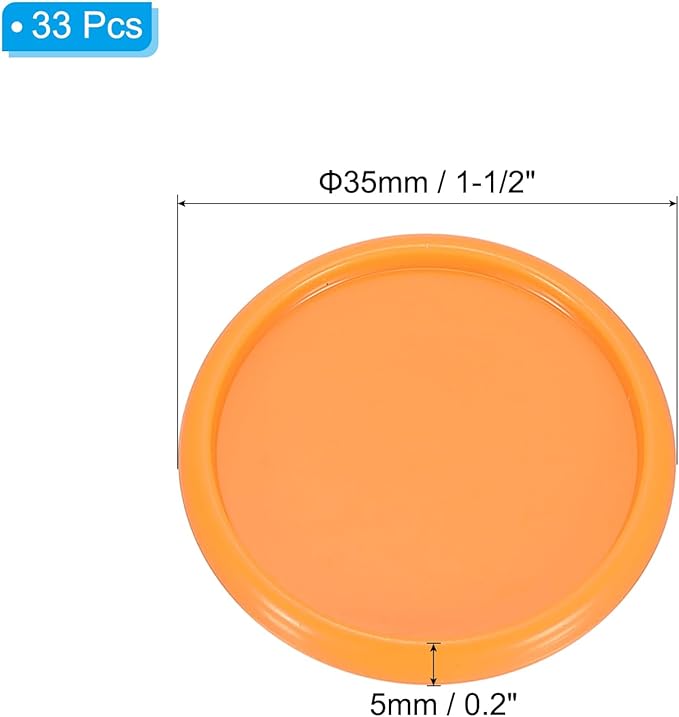 PATIKIL 35mm 1-1/2" Orange Plastic Round Book Binding Discs, 33 Pcs Discbound Expansion Discs Plating Round Binder Rings for DIY Notebook Planner