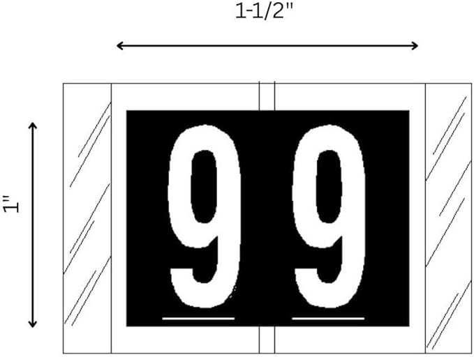 tabbies Original COL'R'TAB 11000 Series Numeric Labels, Black, "9", 1"H x 1-1/2"W, Heavy Duty Paper & Fade-Resistant, Made in the USA, 500 Labels/Roll