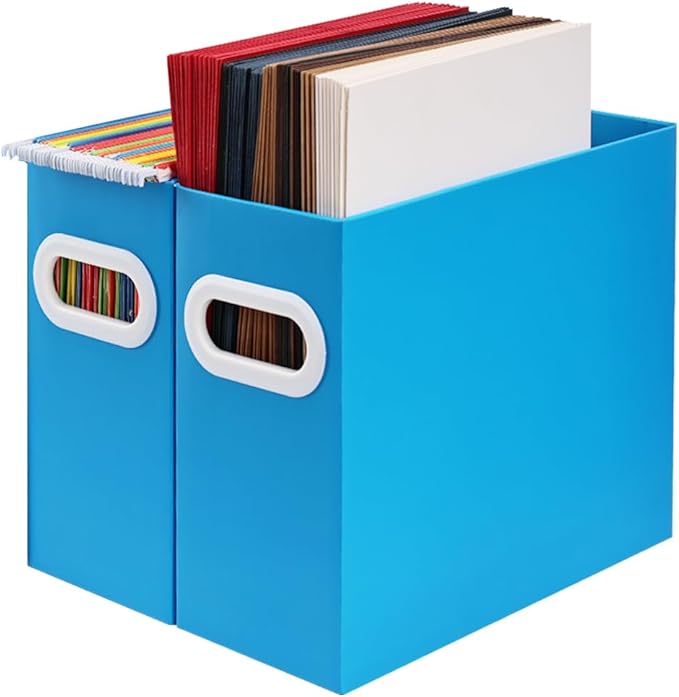 Hanging File Organizer, Cardboard File Folder Organizer for Letter Size, Desk Documents Storage Box, Portable File Folder Holder Boxes for Office, Home, School, Only Box.(2 Packs)