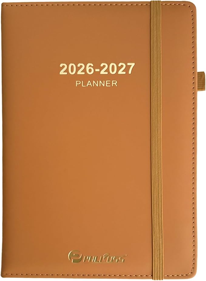 Daily Planner 2026-2027, Academic Calendar(July 2026 - June 2027) - One Page Per Day, Daily Monthly Agenda, 5.7" x 8.3" Appointment Book with Hourly Schedule and Monthly Tabs (Light Brown)