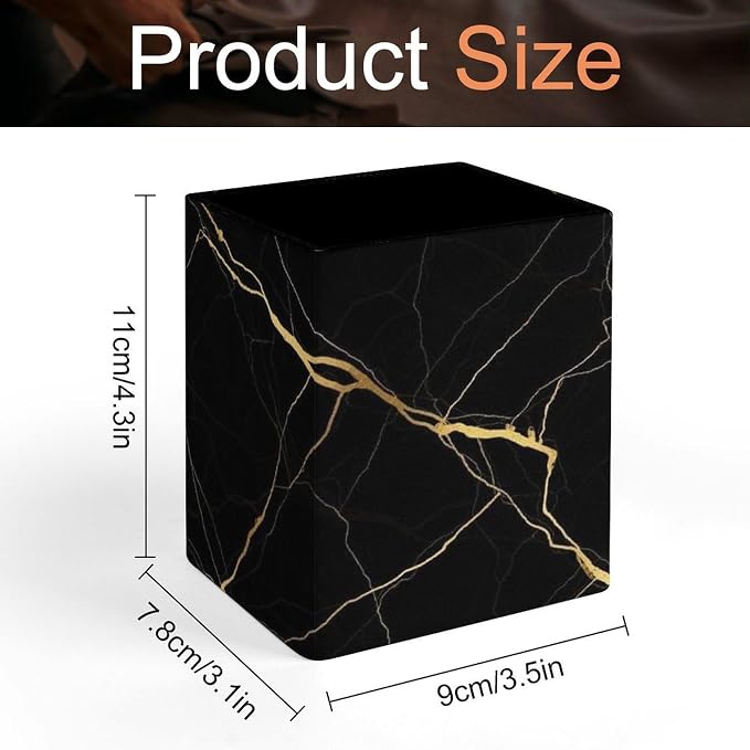 Pen Holder Stand For Desk, Pencil Pen Holder Cup, Desktop Stationery Organizer, Waterproof Multifunctional Office Supplies Black Marble Gold Texture