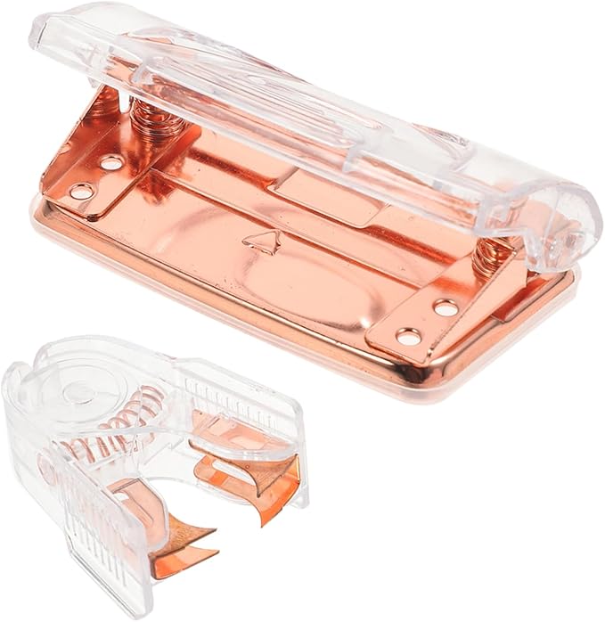 NUOBESTY 1 Set Transparent Office Staple Hole Punch Elegant Design for Neat Versatile Functionality Sharp Blades for Clean Punching and Stapling