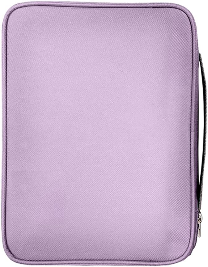 Armor of God Bible Cover & Book Cover | Oxford Cloth with Handle & Cross Emblem Zipper-Pull | 4 Pen Loops Inside Cover | Outside Pocket | Black & Lavender | Large & XL