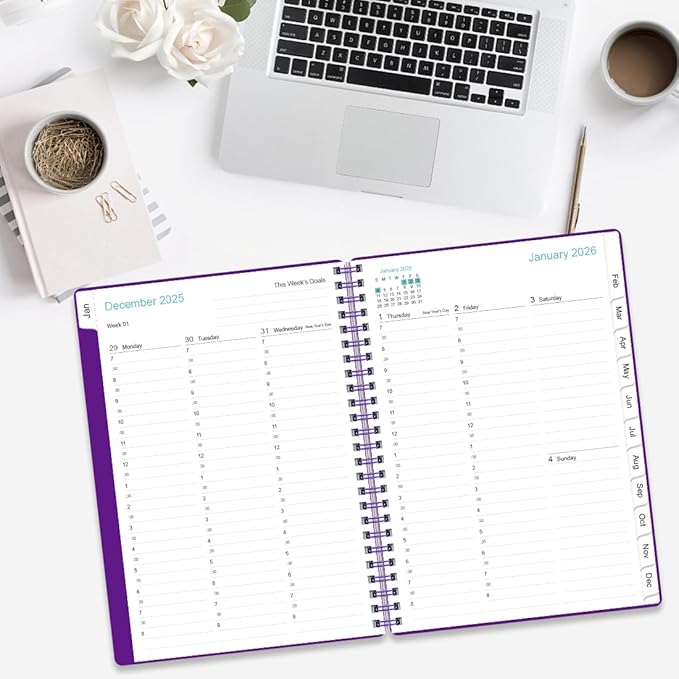 2026 Appointment Book & Planner - Hourly Planner from January 2026 - December 2026, Weekly Appointment Book 2026 with 30-Minute Interval, 6.4" x 8.5", Purple