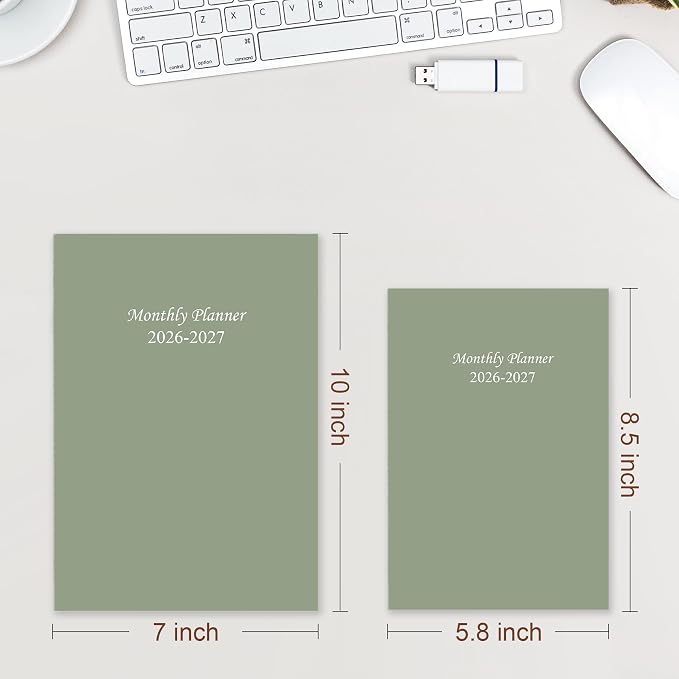 2026-2027 Monthly Planner - 18 Months Calendar from July 2026 - December 2027, Monthly Planner 2026-2027 Easy to Organize Your Daily Life, 5.8" x 8.3", Green