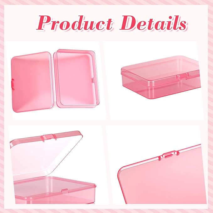 30 Pcs Plastic Crayon Box with Hinged Lid Clear Storage Containers Crayon Case for School Classroom Supplies (Pink)
