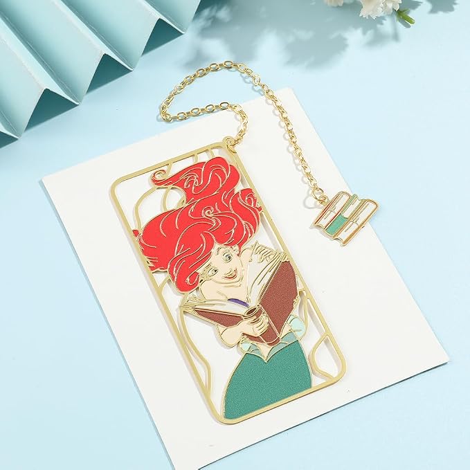 Cute Little Mermaid Anime Metal Book Mark -Metal Bookmarks Anime Fans Collection Accessories Reading Marker Gift for Book Lovers Women Girls Kids (Mermaids Read Book)