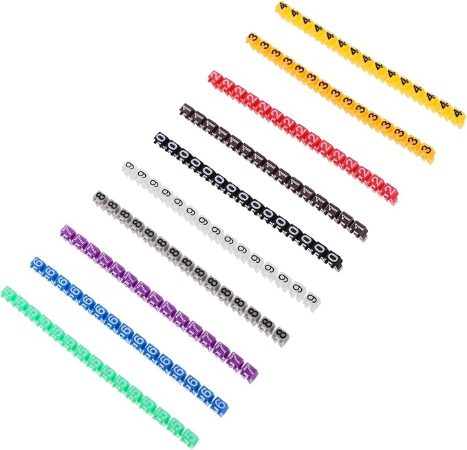Labels Cable Labels 150 Pcs Electrical Sticker Wire Number Label Multicolor Cable Markers Labeler Electric 0- Tie Clip-on Self- Adhesive Electric(0.72x0.60x0.30cm)