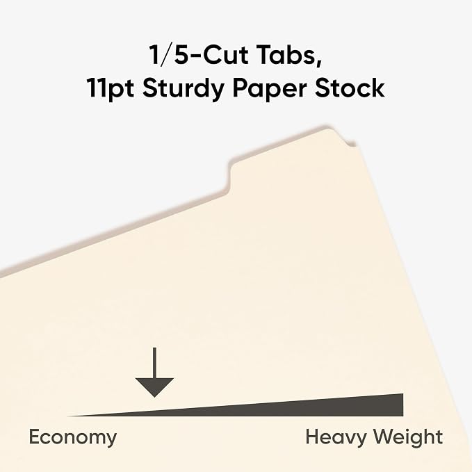 Smead Stackable Folder Divider with Fastener, Bottom 1/5-Cut Tab, Letter Size, Manila, 25 per Box (35599)
