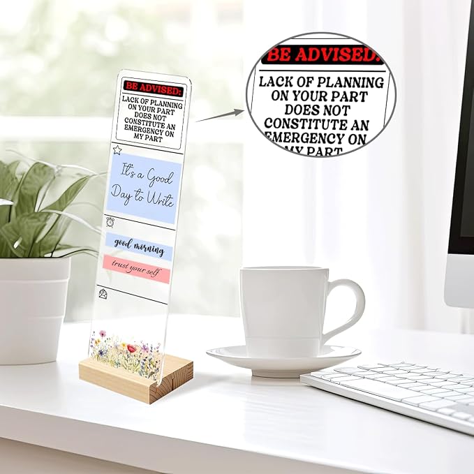 Sticky Note Holder Acrylic Monitor Memo Board Desk Organizers and Accessories Desk Decor Post It Note Holder with 200Pcs Sticky Notes Funny Office Warning Desk Sign