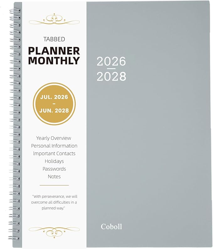 Monthly Planner 2026-2028 - 24 Months Planner 2026-2027, July 2026 to June 2028, 9 x 11 Inch, Monthly Calendar With Tabs, Ample Writing Blocks, Good for School