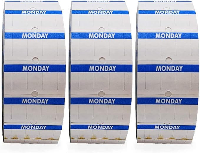 Perco 1 Line Day of The Week Labels - 3 Rolls, Blank Dating Labels for Perco 1 Line Price & Date Guns (Monday - 1 Line Labels)