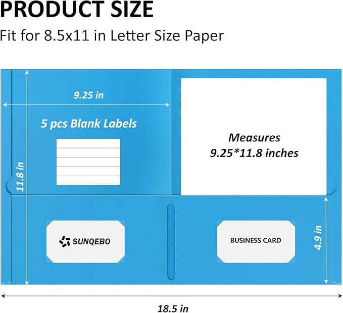 Two Pocket Folders, 5 Pack Paper Folders with Pockets, Thick Textured Paper File Folders, Fit Letter Size Paper, 5 Assorted Colors for Office, Home, Business, School Supplies