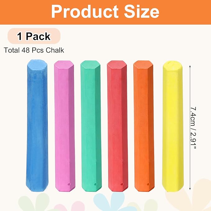 PATIKIL 48 PCS Chalkboard Chalk, Dustless Chalk Small Bulk Colored Thin for Chalkboard Blackboard Teacher Classroom Adults Indoor Home Office Supplies, 6 Color