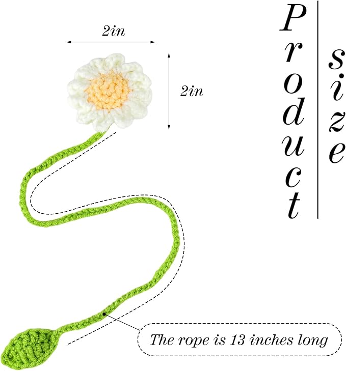 Crochet Bookmarks for Women Girls Kids Knitted Daisy Book Mark for Book Lovers Coworker Bookish Birthday Graduation Gift for Her Him Unique Page Bookmark for Readers Christmas Easter Gifts