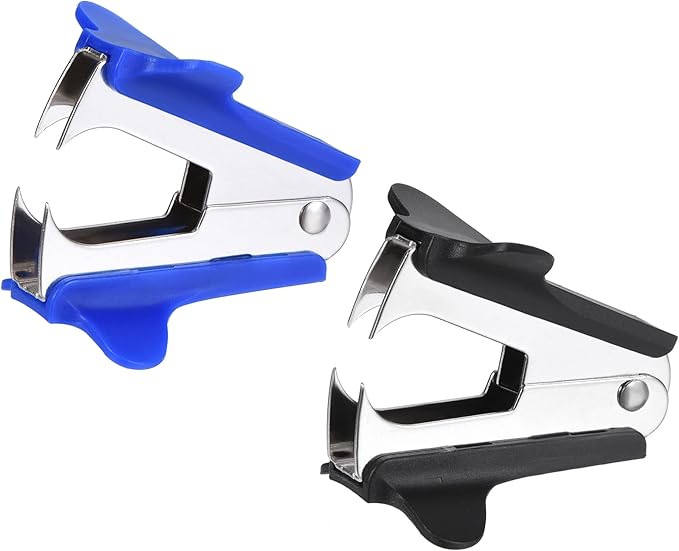 MECCANIXITY Staple Remover Tools, Staplers Puller Steel Jaw for Office Home Desktop Supply Accessory, Black Blue Pack of 2