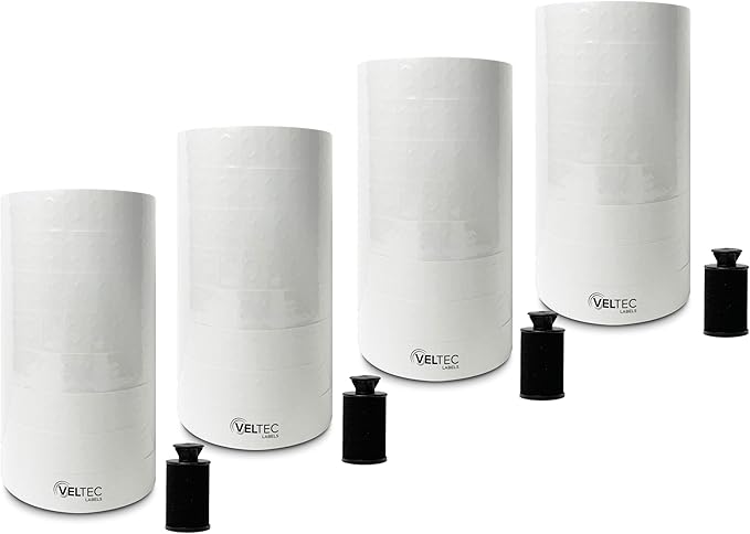 White Labels for Monarch Paxar 1131 One-Line Price Gun, 4 Sleeves, 32 Rolls Pricemarking with 4 Ink Rolls