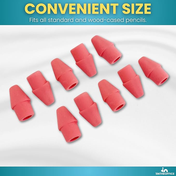 1InTheOffice Pencil Cap Erasers, Assorted Colors, Arrowhead Caps Tops Eraser, Eraser Cap for Art, School, Office Use, and Classroom Set, (Pink, 288 Pack)