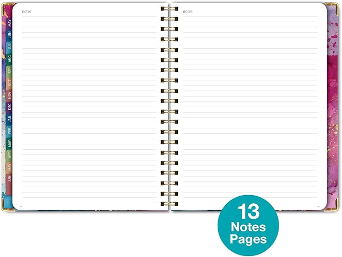 HARDCOVER Academic Year 2026-2027 Planner: 14 Months (May 2026 Through June 2027) 8.5"x 11" Daily Weekly Monthly Planner Yearly Agenda. Bookmark, Pocket Folder and Sticky Note Set (Rainbow Gold Marble)