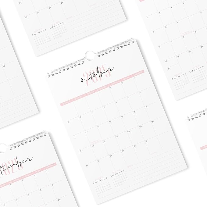 Karto Wall Calendar 2025-2026 - Vertical 11x17 inch July 2025 to December 2026 - Boost Your Productivity and Easy Planning with the Aesthetic Monthly Calendar - Two Font Pink