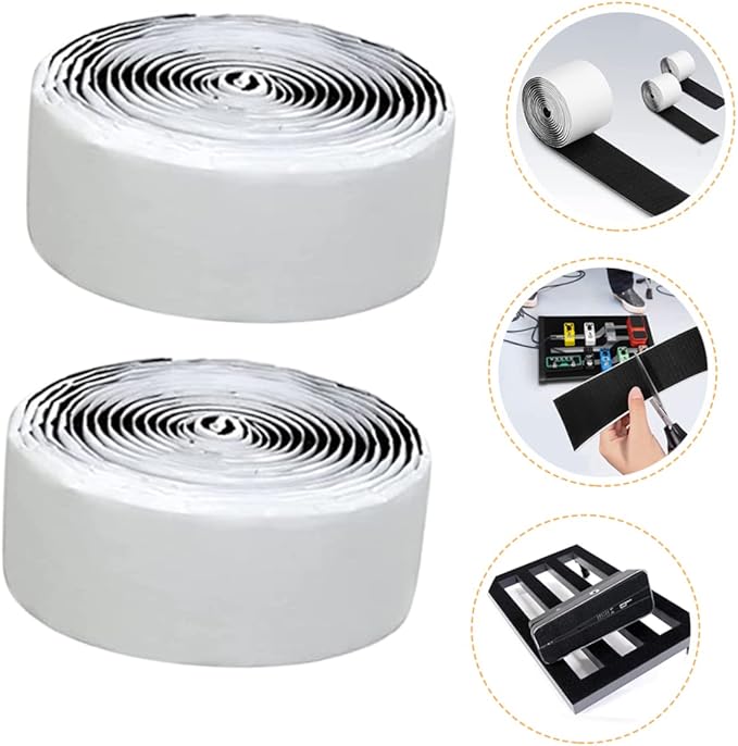 Toddmomy 2rolls Hook and Pedal Tape for Guitar Pedal Board Adhesive Mounting Strips Easy to Cut and for Musicians