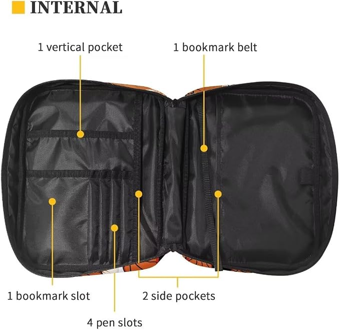 Coldinair Basketball Bible Cover Case for Men,Kids Carrying Book Cover Bible Holders with Handle and Zippered Pocket,Fits for Standard/Large Size Bible
