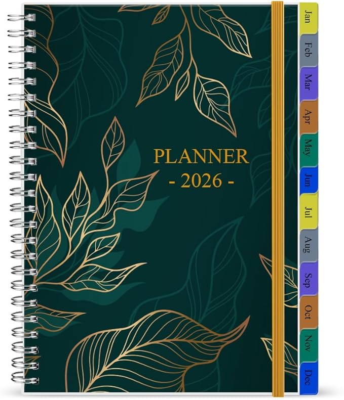 2026 Weekly & Monthly Planner - 2026 Planner from January 2026 to December 2026, Easy to Organize Your Daily Life, Medium 6.5" x 8.5", Gold Leaf