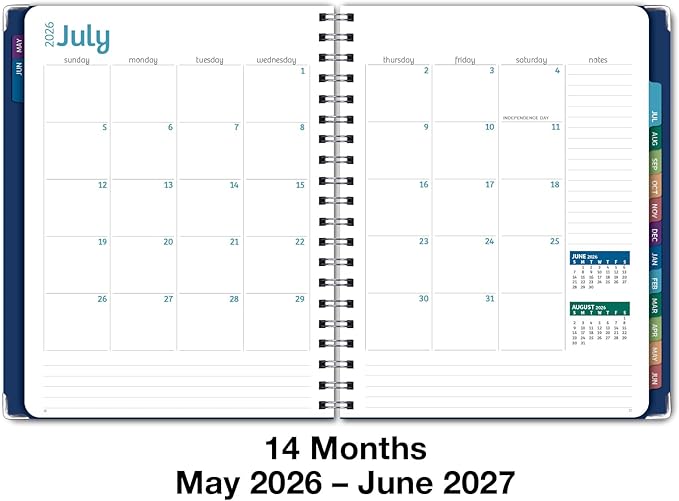 HARDCOVER Academic Year 2026-2027 Planner: 14 Months (May 2026 Through June 2027) 8.5"x 11" Daily Weekly Monthly Planner Yearly Agenda. Bookmark, Pocket Folder and Sticky Note Set (Dragonflies)