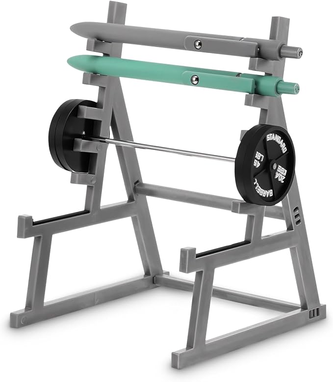 Ymapinc Small Squat Rack Pen Holder, Mini Barbell Holder for Desktop Decor Fun Office Desk Accessories for Men Weight Lifting Bench Style Pencil Organizer for Fitness Enthusiasts