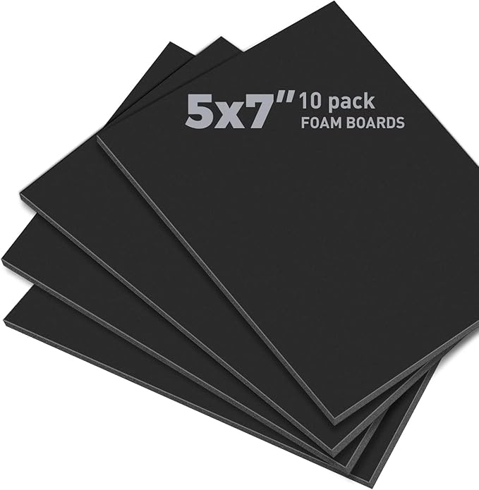 Golden State Art, Pack of 10, 3/16" Thick, 5x7 Black Foam Boards (5x7, Black)