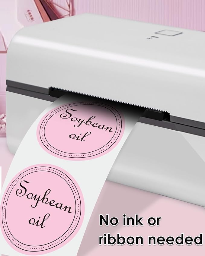 iEager 3 Inch Circle Thermal Sticker Labels, Self-Adhesive Round Direct Thermal Label, Multi-Purpose Roll Thermal Stickers, 500 Labels, Pink