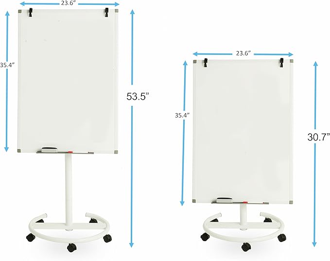 A AIRLLEN Mobile Whiteboard Flipchart Easel Mobile Dry Erase Board Portable Magnetic Whiteboard with Paper Pad on Wheels for Home Office (24X36 inches)